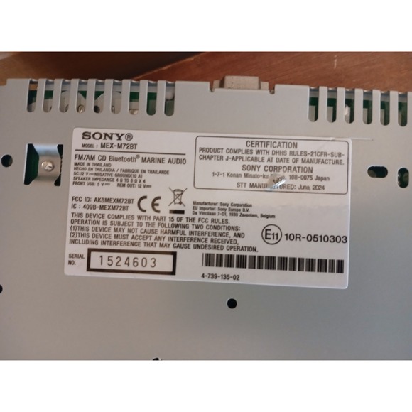 [NO FACEPLATE] 99‎ Power Quest 290 Enticer Boat Sony MEX-M72BT marine radio deck - Picture 2 of 4